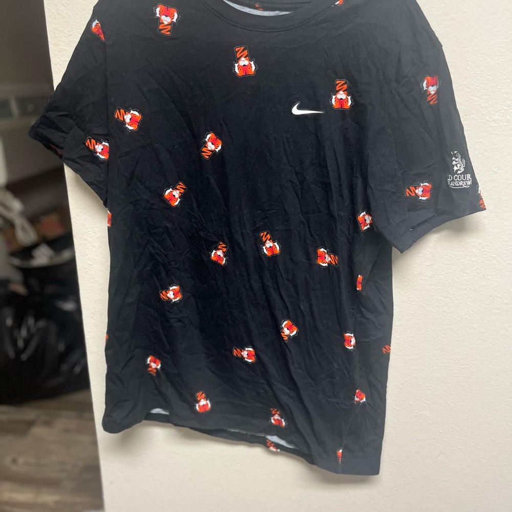 Nike Black and Red Short Sleeve Tee with Mickey Design